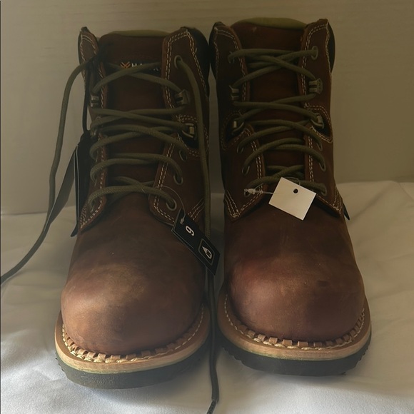 HAWX Other - Brown Leather Lace-Up Boots with Moc Toe